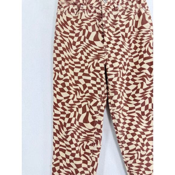 Rare PacSun Eco Trippy Checker Ultra High Waisted Slim Fit size 24 brown cream - Picture 8 of 8